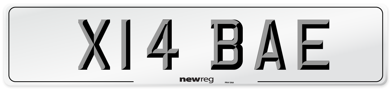 X14 BAE Number Plate from New Reg